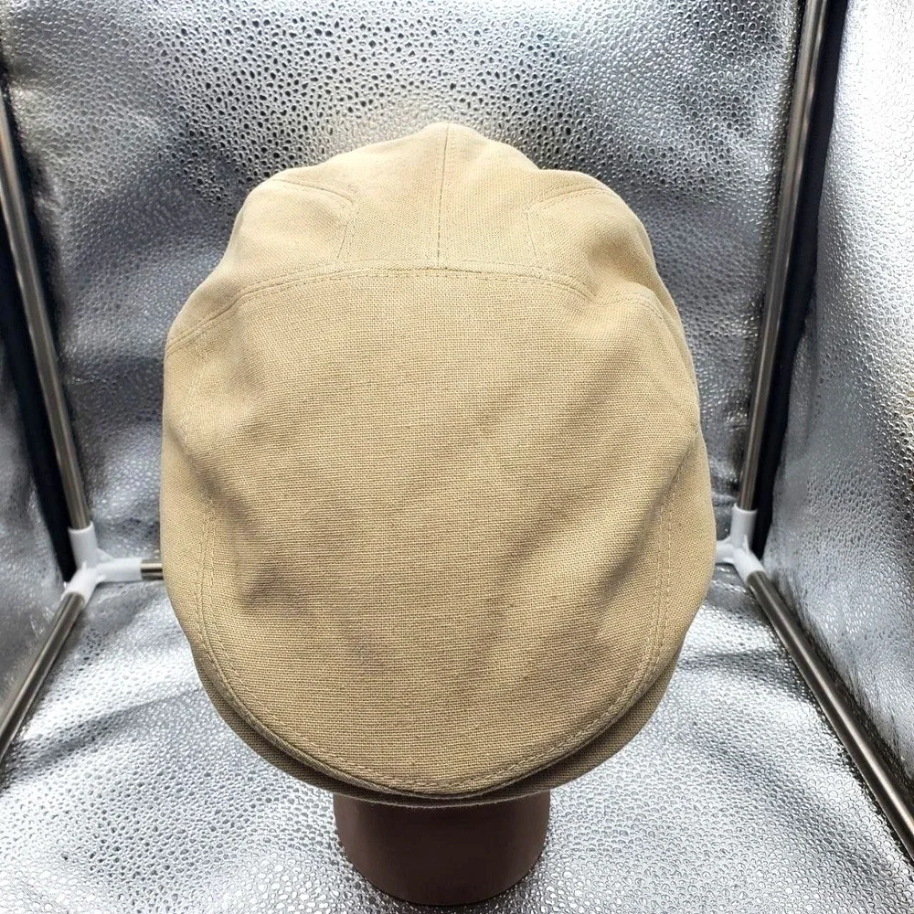 Epoch Hats Co Newsboy Flat Cap Mens S/M Beige Cotton Lined Driving Ivy‎ NWT
